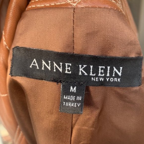 Woman Ann Klein medium brown leather jacket - Picture 5 of 6